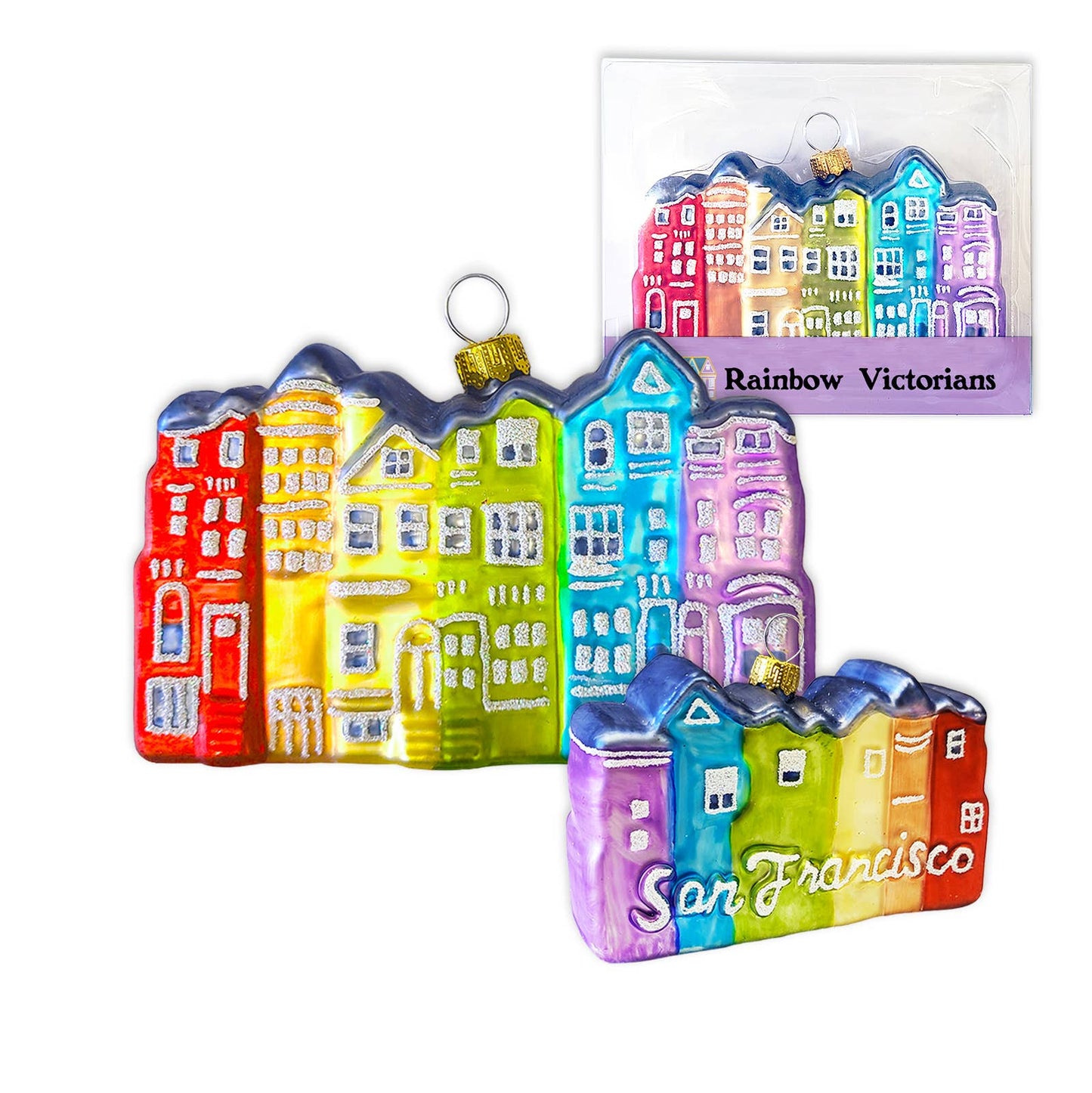 SF Mercantile - Rainbow Victorians Blown Glass Ornament