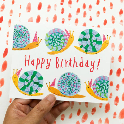 Honeyberry Studios - Party Snail Birthday Greeting Card