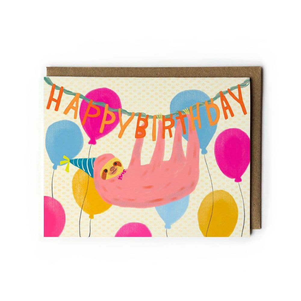 Honeyberry Studios - Sloth Happy Birthday Greeting Card