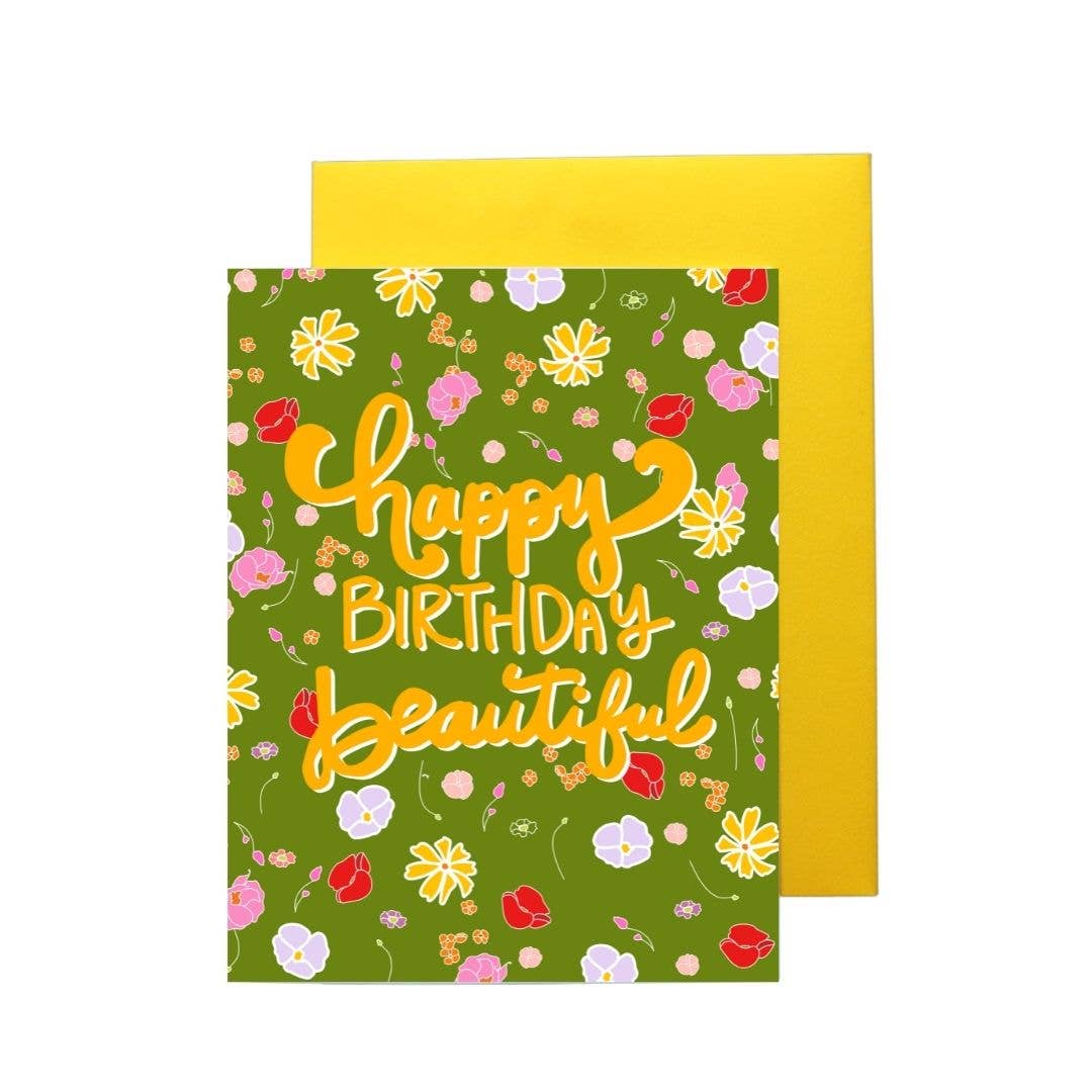 Pretty Peacock Paperie - Happy Birthday Beautiful Floral Greeting Card