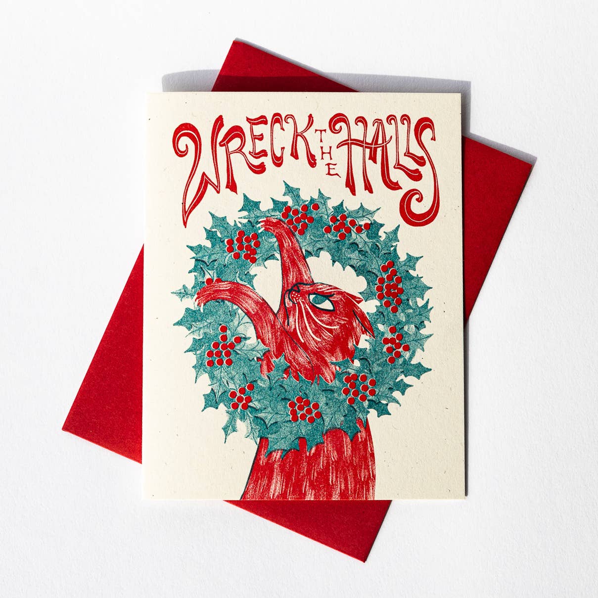 Bromstad Printing Co. - Wreck the Halls - Risograph Christmas Card