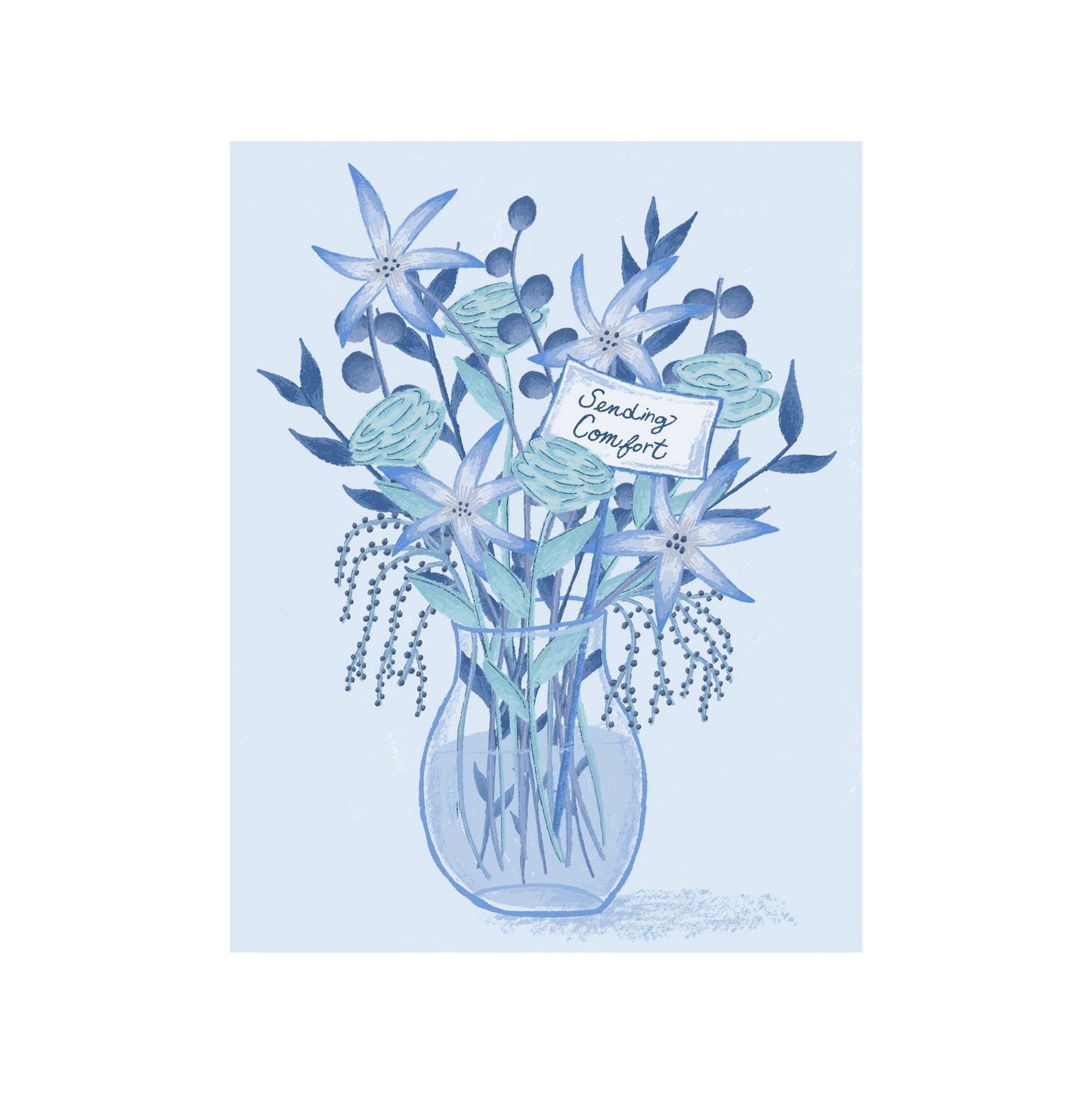 Courtney Beyer - Sending Comfort Blue Flowers Greeting Card