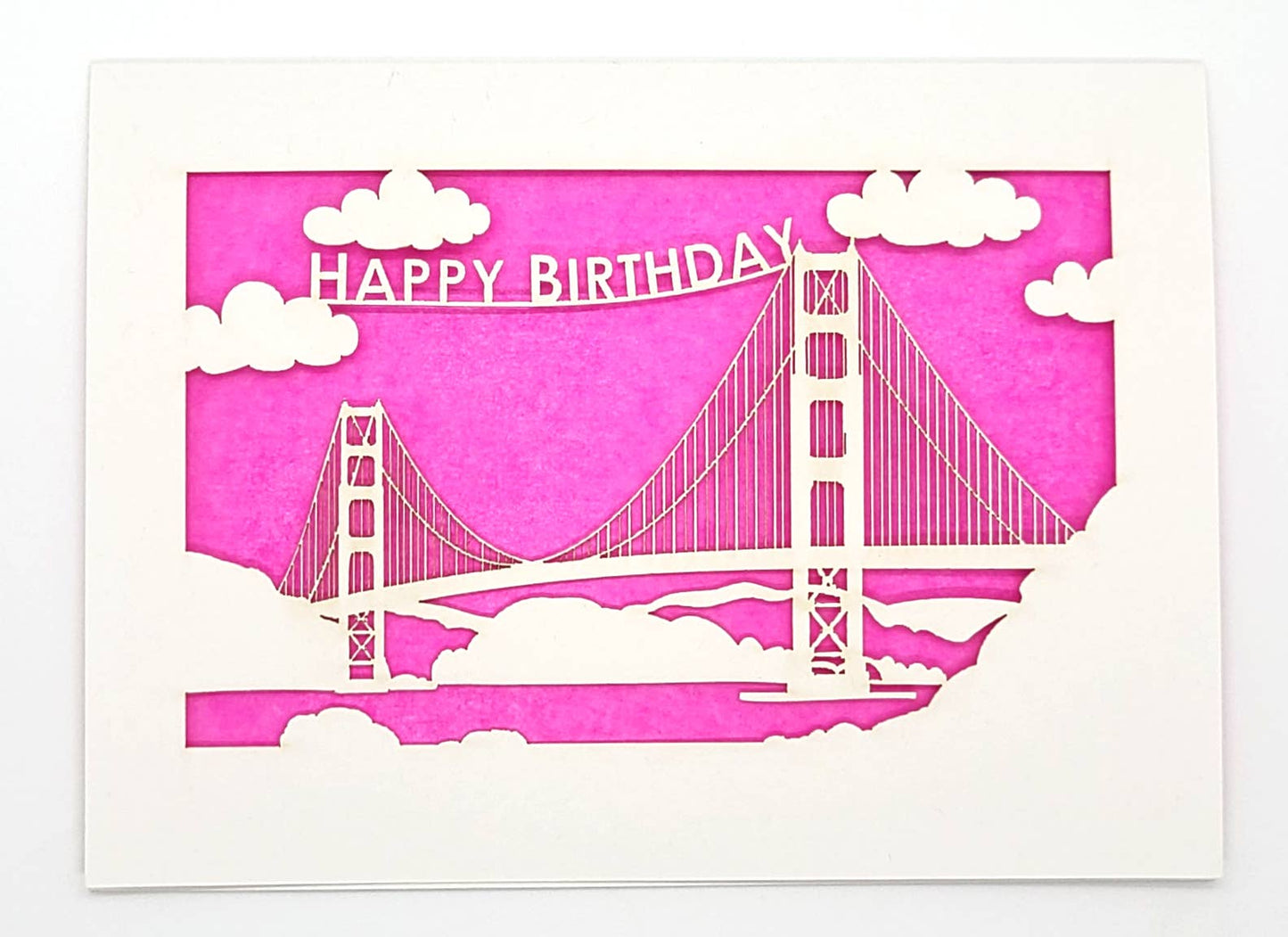 two hermanas - Happy Birthday - Golden Gate Bridge Birthday Card: Fuchsia, A2