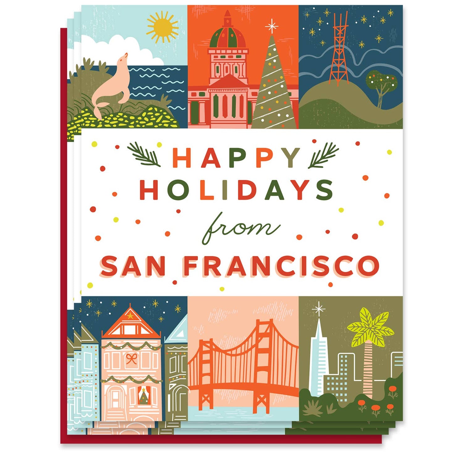 Paper Parasol Press - San Francisco Holiday Grid Card