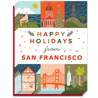 Paper Parasol Press - San Francisco Holiday Grid Card