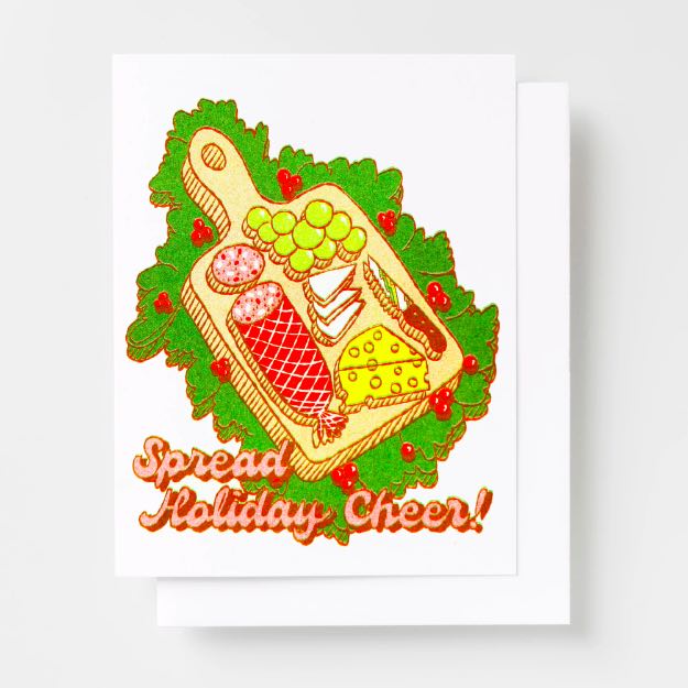 Yellow Owl - Spread Holiday Cheer - Risograph Card