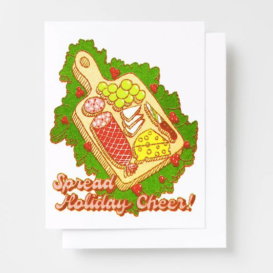 Yellow Owl - Spread Holiday Cheer - Risograph Card