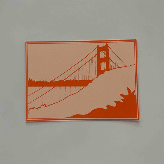 Anne Breedlove - GG Bridge Postcard - Orange 1 - A6