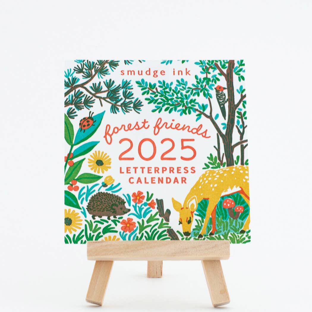 Smudge Ink - 2025 Forest Friends Letterpress Desk Calendar