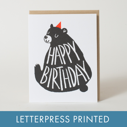 Fugu Fugu - Black Bear Birthday Letterpress Greeting Card