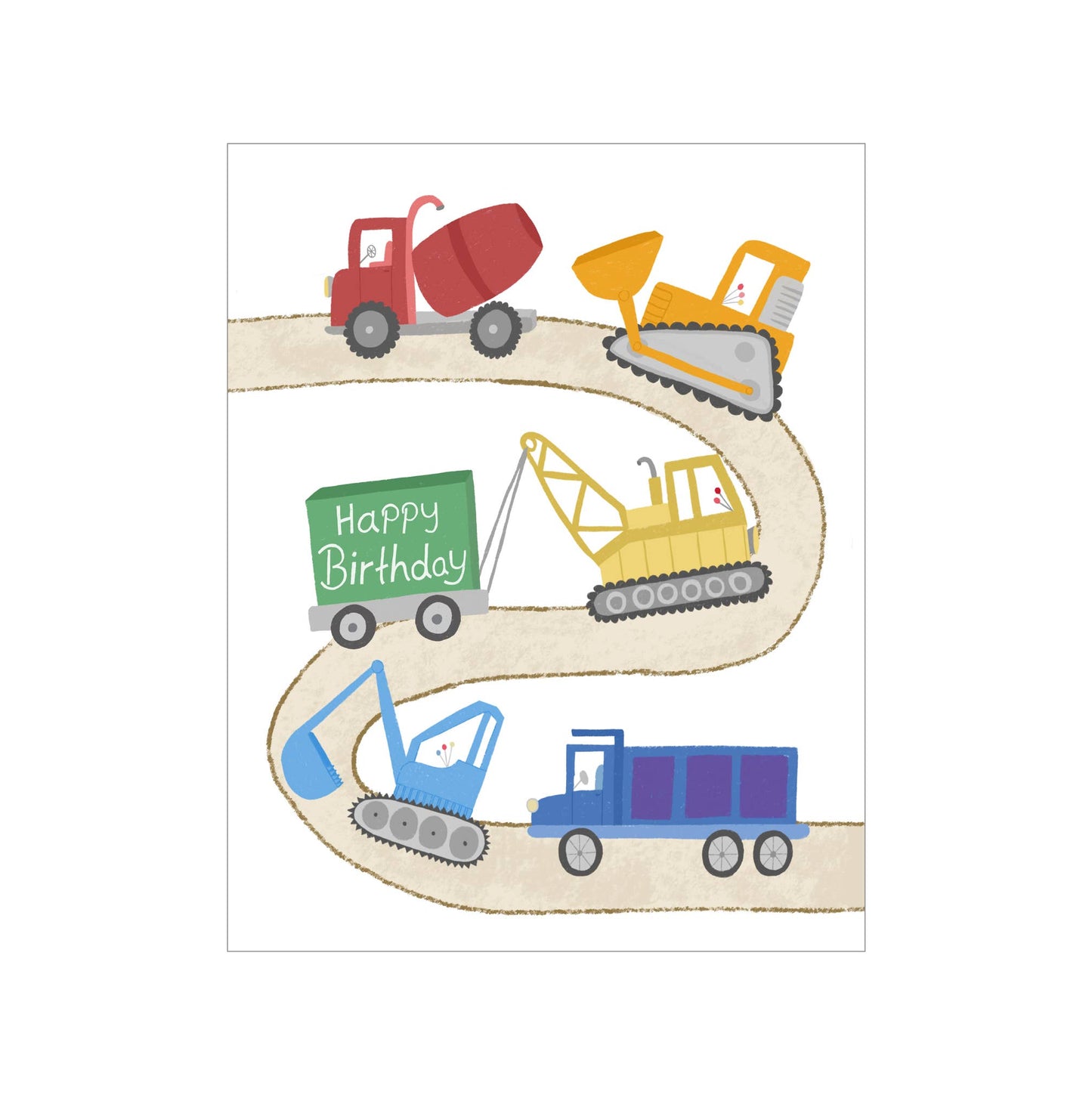 Courtney Beyer - Construction Trucks Kids Birthday Greeting Card