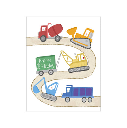 Courtney Beyer - Construction Trucks Kids Birthday Greeting Card