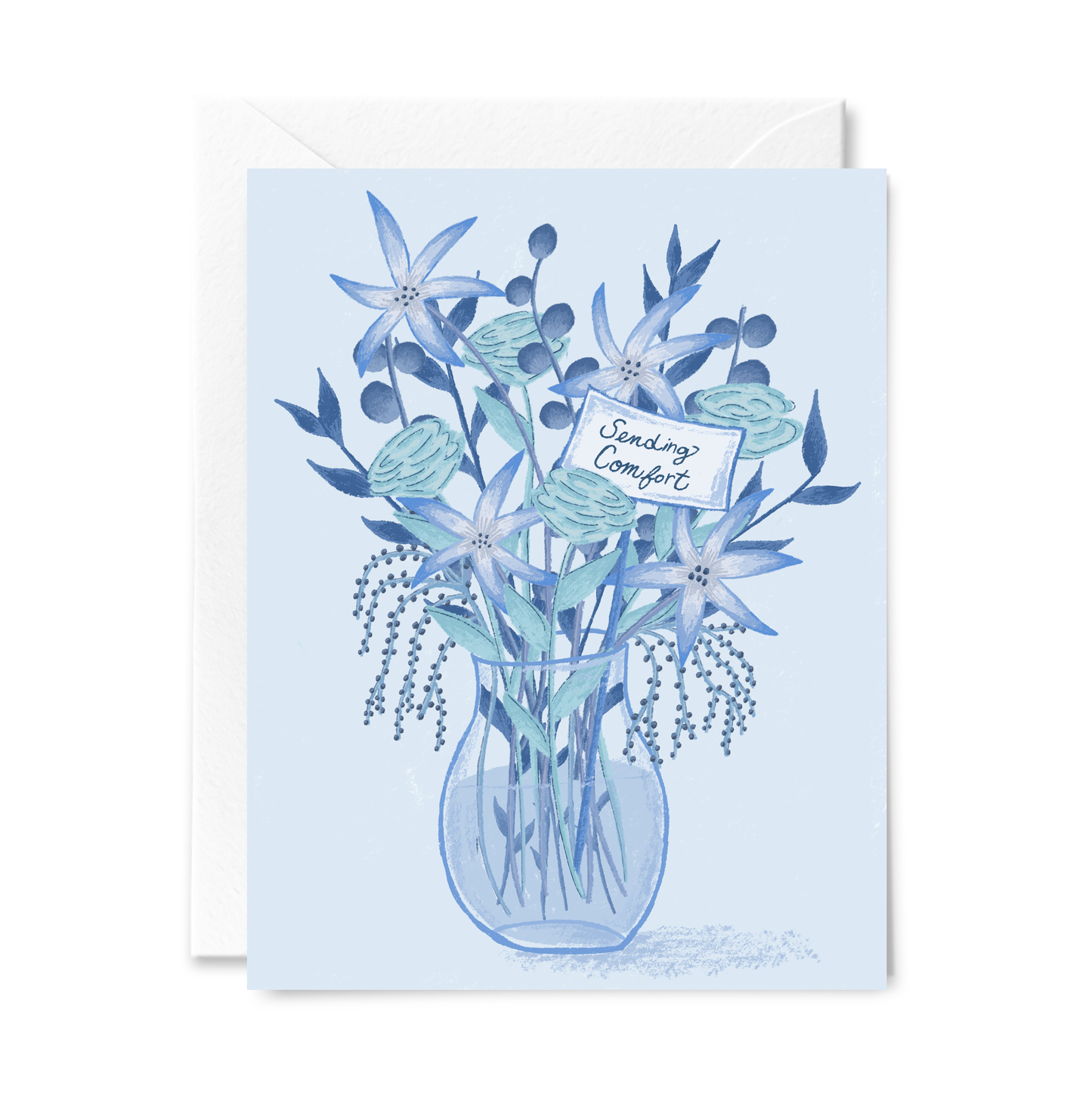 Courtney Beyer - Sending Comfort Blue Flowers Greeting Card