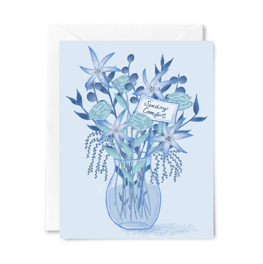 Courtney Beyer - Sending Comfort Blue Flowers Greeting Card