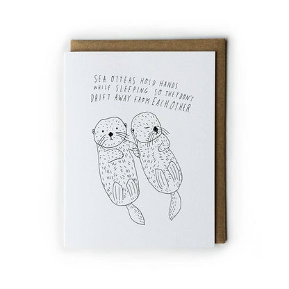 Honeyberry Studios - Sea Otter Hold Hands Greeting Card