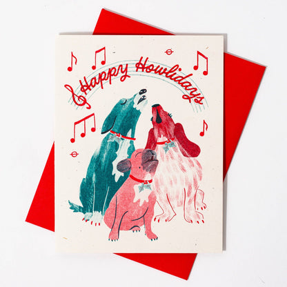 Bromstad Printing Co. - Happy Howlidays Dogs - Risograph Christmas Card