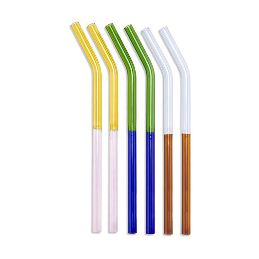 MOMA - Two-Tone Borosilicate Glass Straws - Set of 6