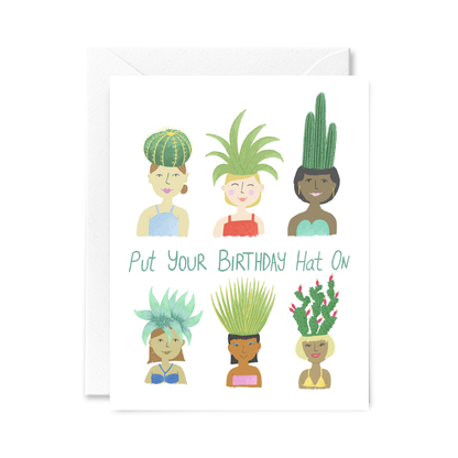 Courtney Beyer  - Plants Hat Birthday Greeting Card