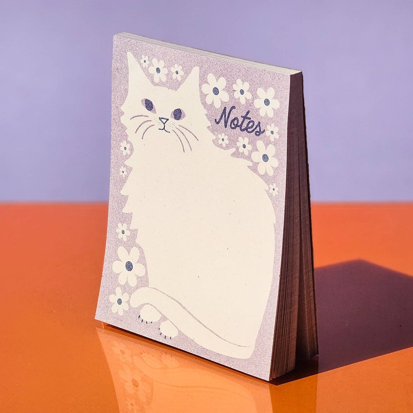 Bromstad Printing Co. - Negative Space Floral Cat - Risograph A2 Notepad