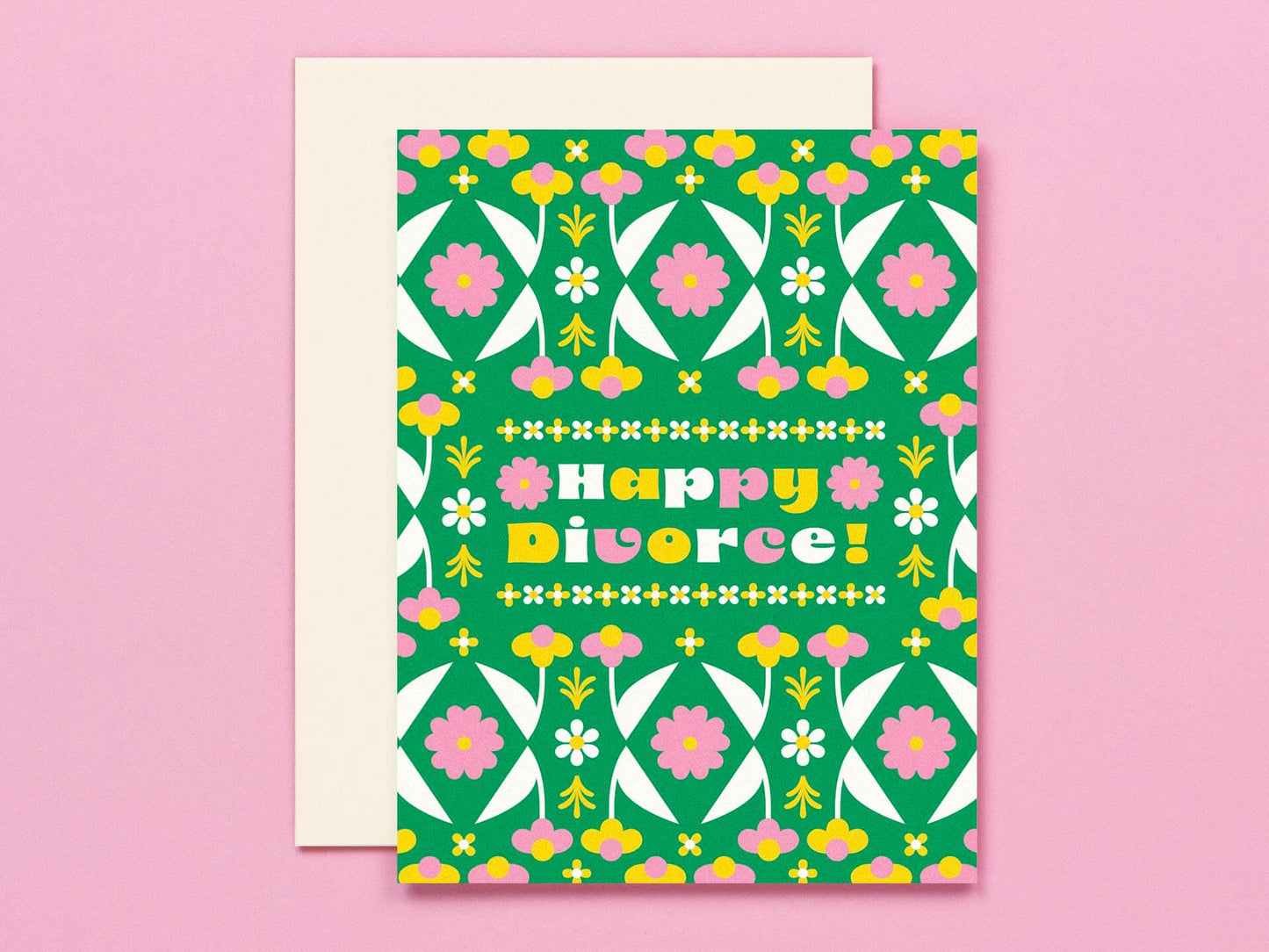 My Darlin' - Happy Divorce • Folksy Retro Floral Pattern Divorce Card