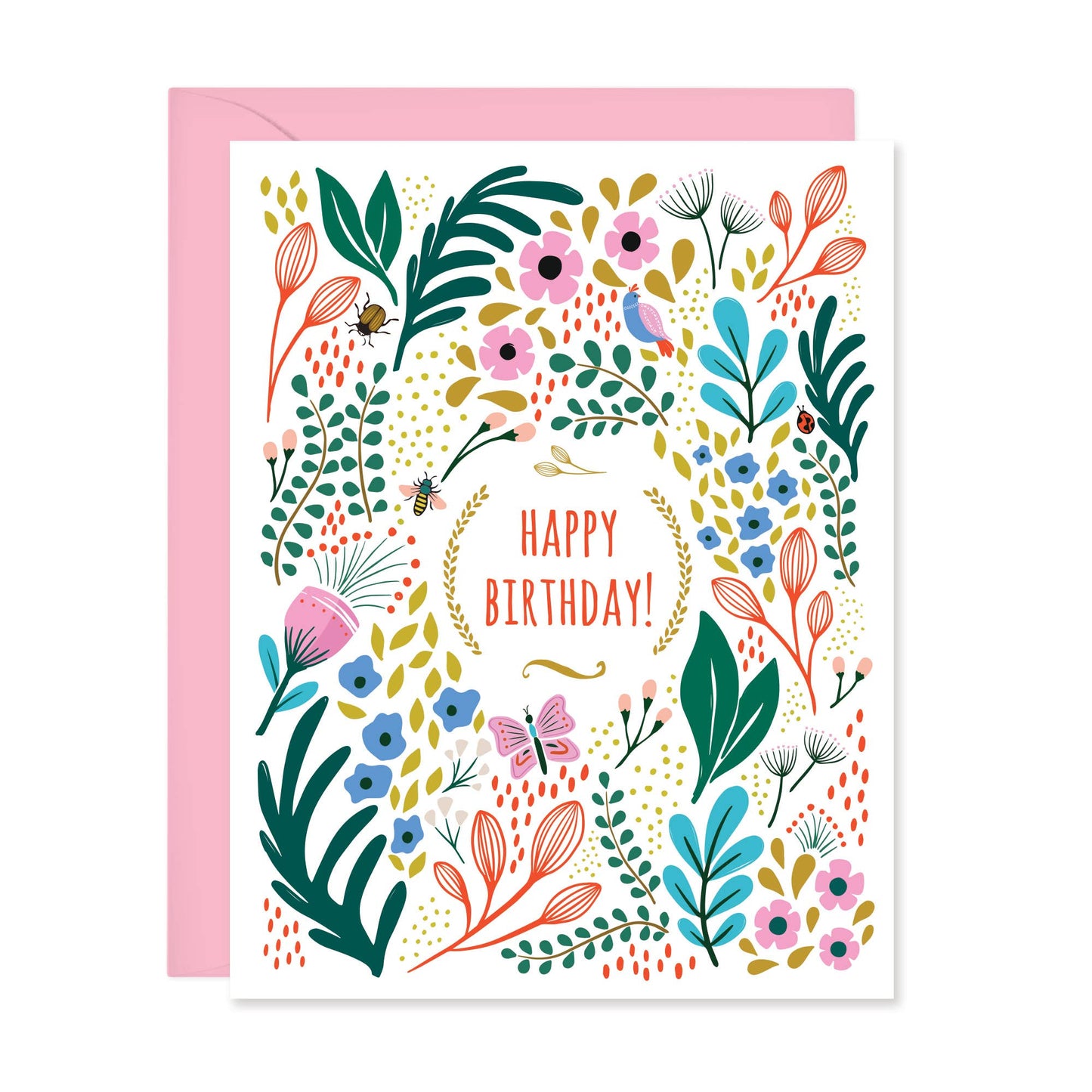 Lucy Loves Paper - Pink Spring Floral Happy Birthday Card (A2)