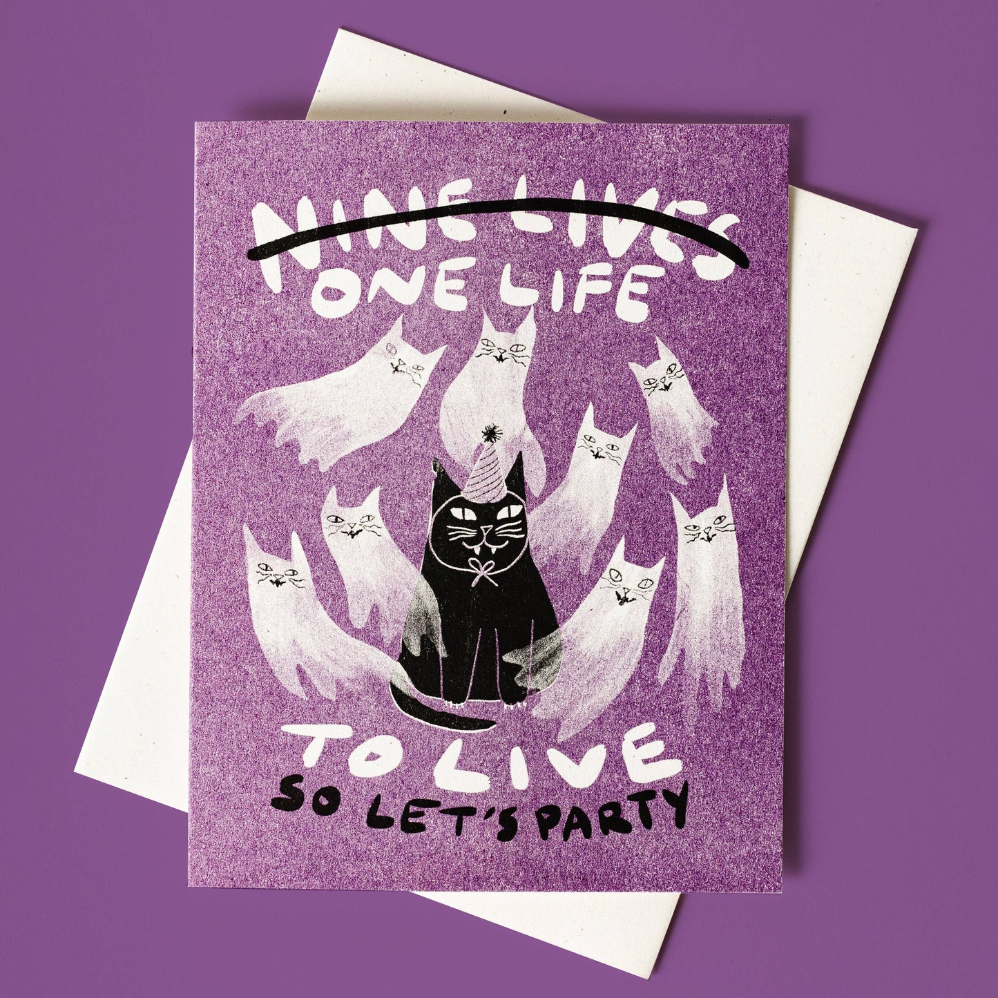 Bromstad Printing Co. - Nine Lives/One Life - Risograph Birthday Card