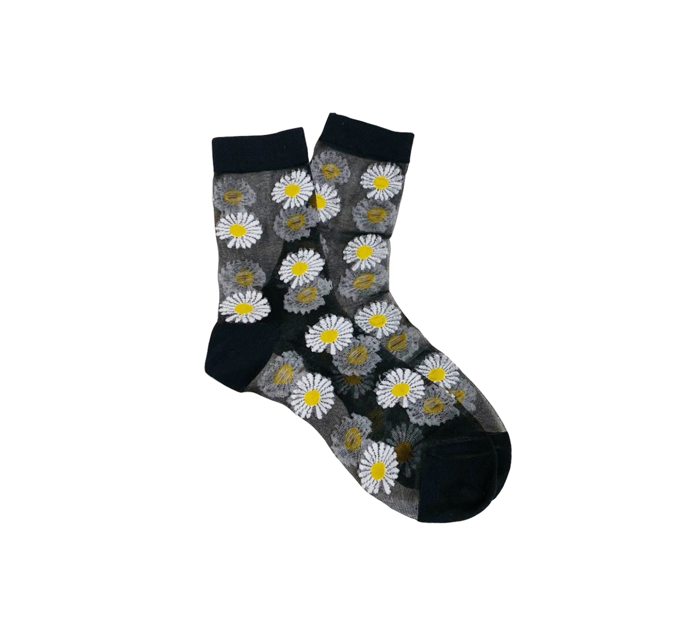 Ellison + Young - Daisy Field Sheer Socks - Black