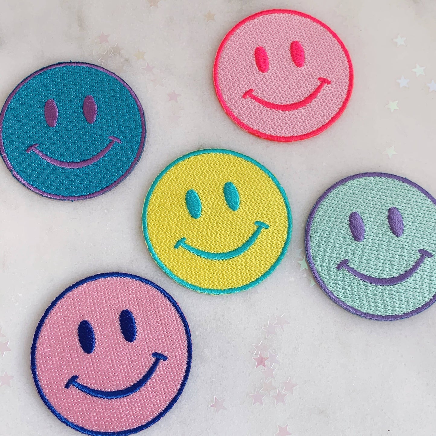 Wildflower + Co. - Smiley Face Patch - Blue