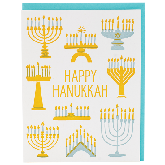 Smudge Ink - Menorah Hanukkah Card