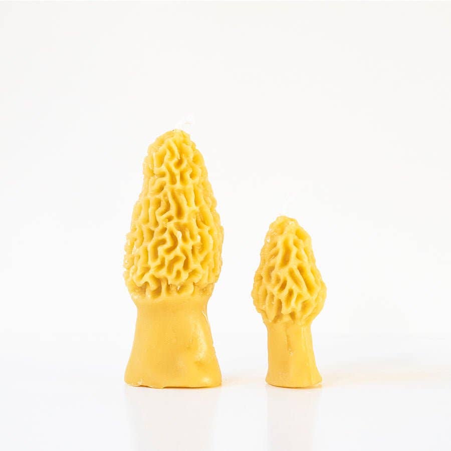 Happy Organics - Beeswax Morel Mushroom Candle 2-pack: Yellow