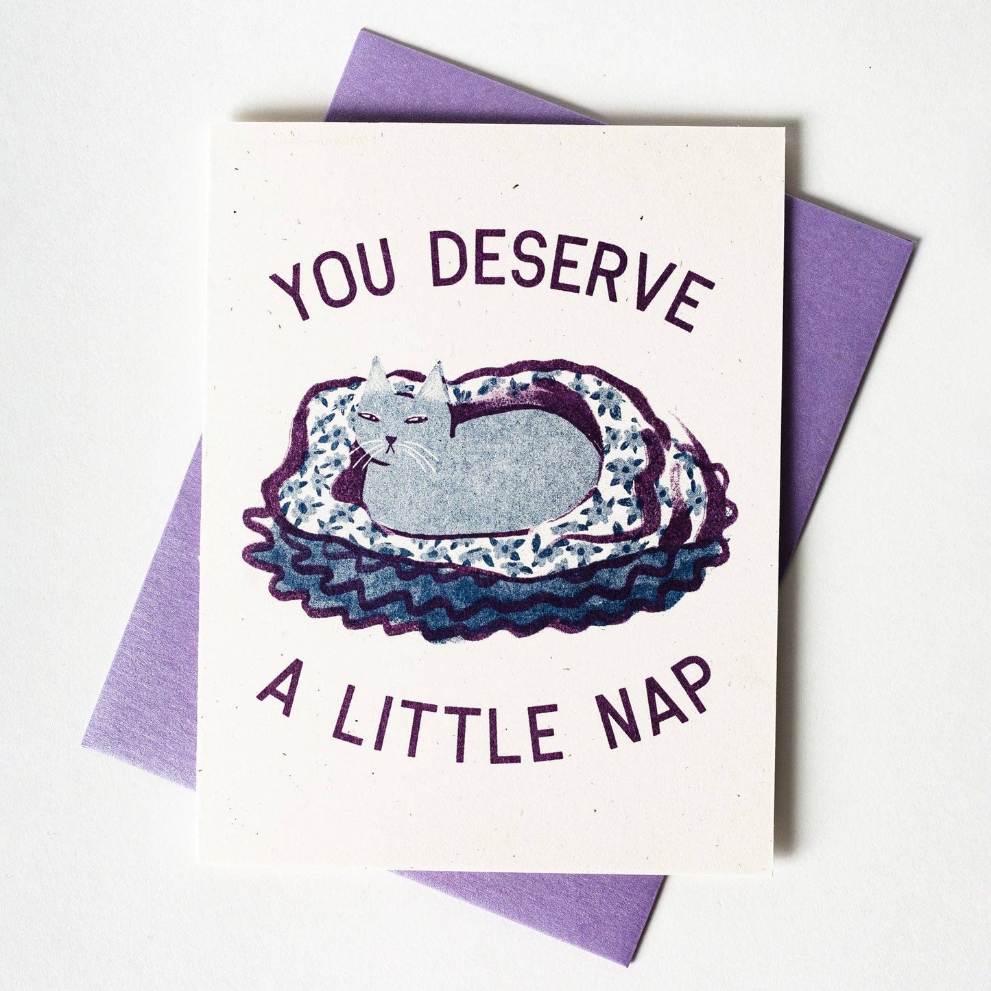 Bromstad Printing Co. - You Deserve a Little Nap Cat - Risograph Greeting Card