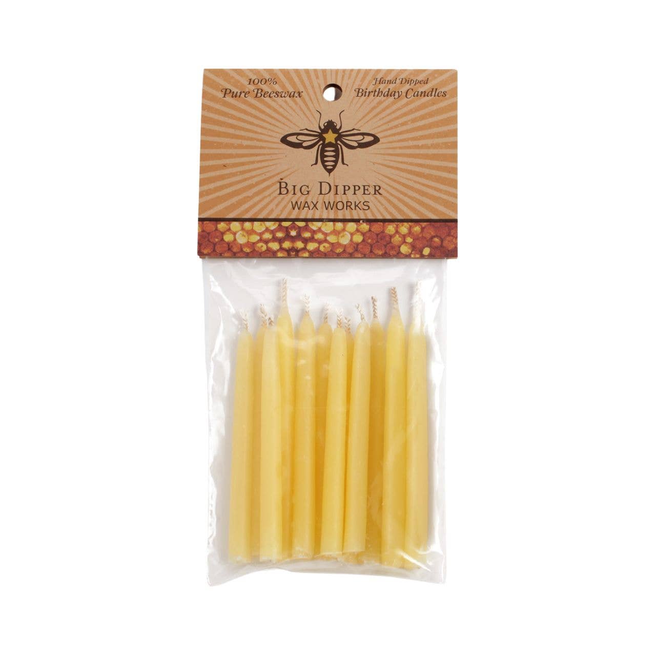 Big Dipper Wax Works - Beeswax Birthday Candles: Natural (Set of 12)