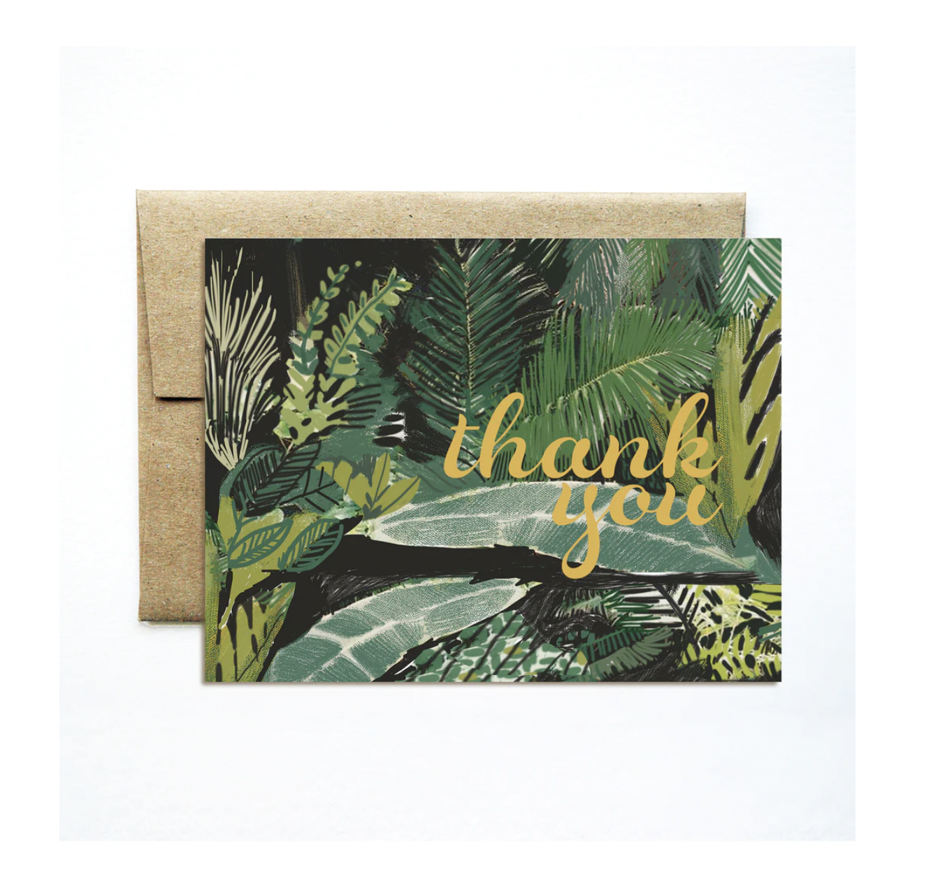 Ferme à Papier - Foil Palms Green Thank You Card