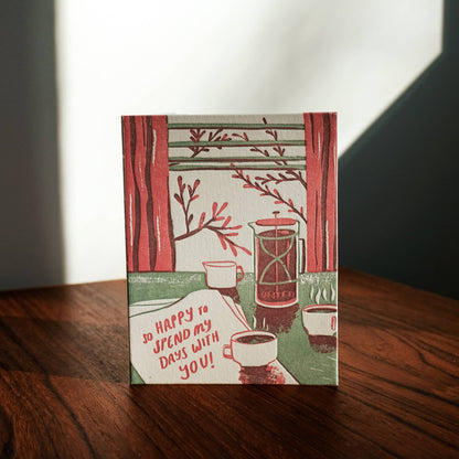 Homework Letterpress -  So Happy Love Card, 100% Cotton, Printed in Canada