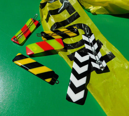 Chunks - Caution Barrettes - Black + Yellow