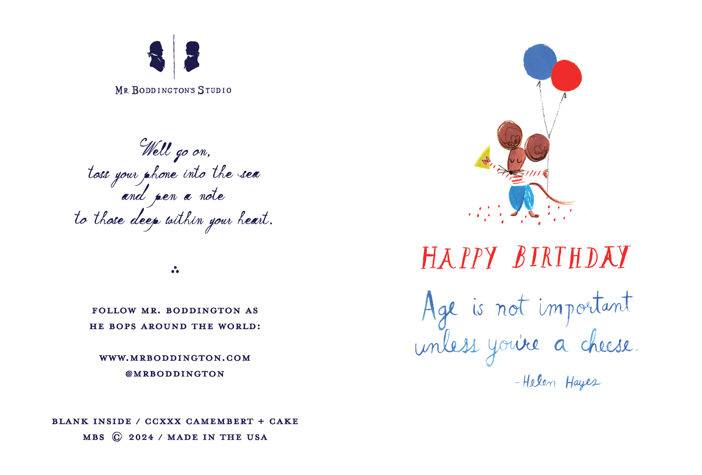 Mr. Boddington's Studio - Camembert and Cake - Birthday Greeting Card