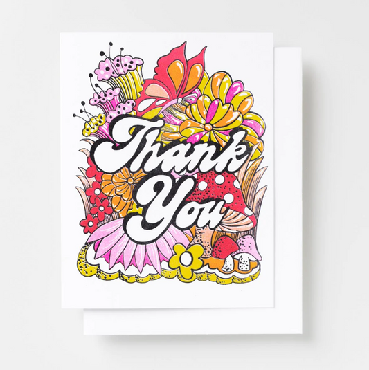 Yellow Owl Workshop - Thank You Floral Risograph Card Set