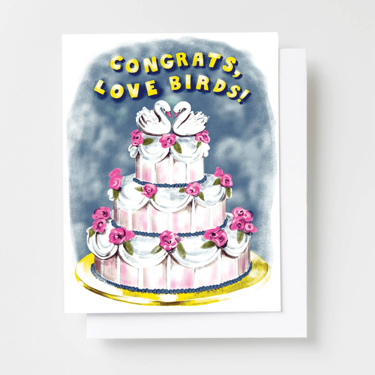 Yellow Owl Workshop - Congrats, Love Birds Risograph Card