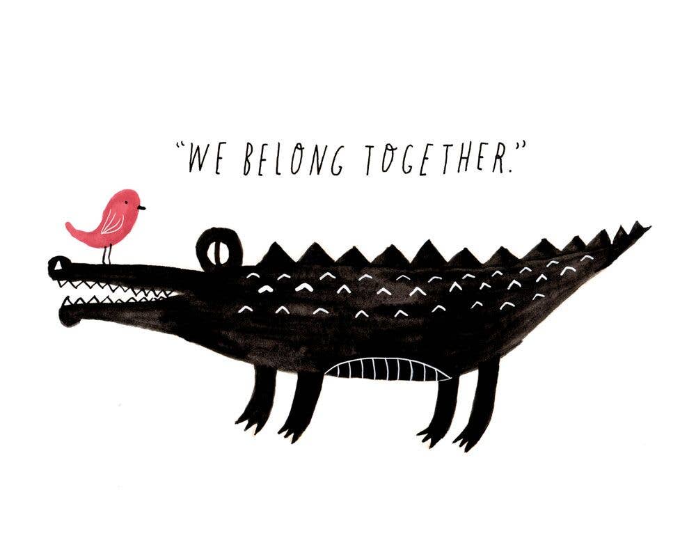 Honeyberry Studios - Croc and Bird We Belong Together Greeting Card