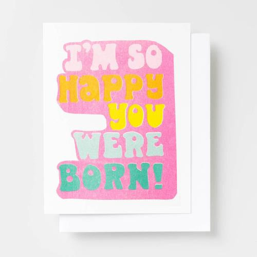 Yellow Owl - Riso Card - So Happy You Were Born