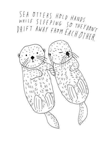 Honeyberry Studios - Sea Otter Hold Hands Greeting Card