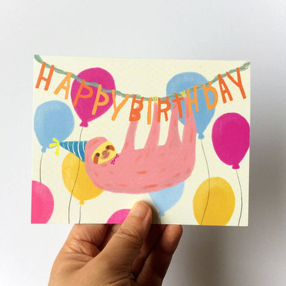 Honeyberry Studios - Sloth Happy Birthday Greeting Card