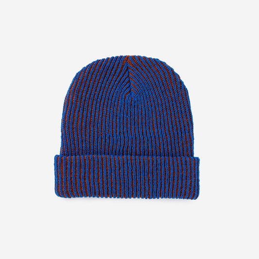 Verloop - Simple Rib Knit Beanie: Cobalt Rust