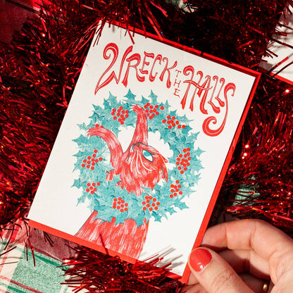 Bromstad Printing Co. - Wreck the Halls - Risograph Christmas Card