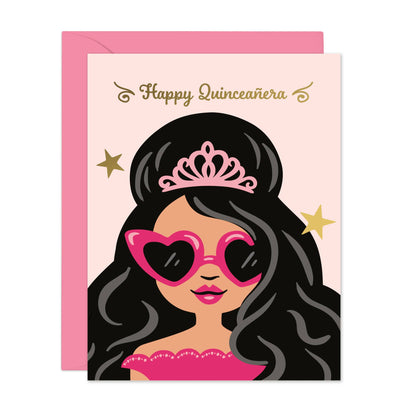 Lucy Loves Paper - Feliz Quinceañera |  Tiara Girl | gold foil card