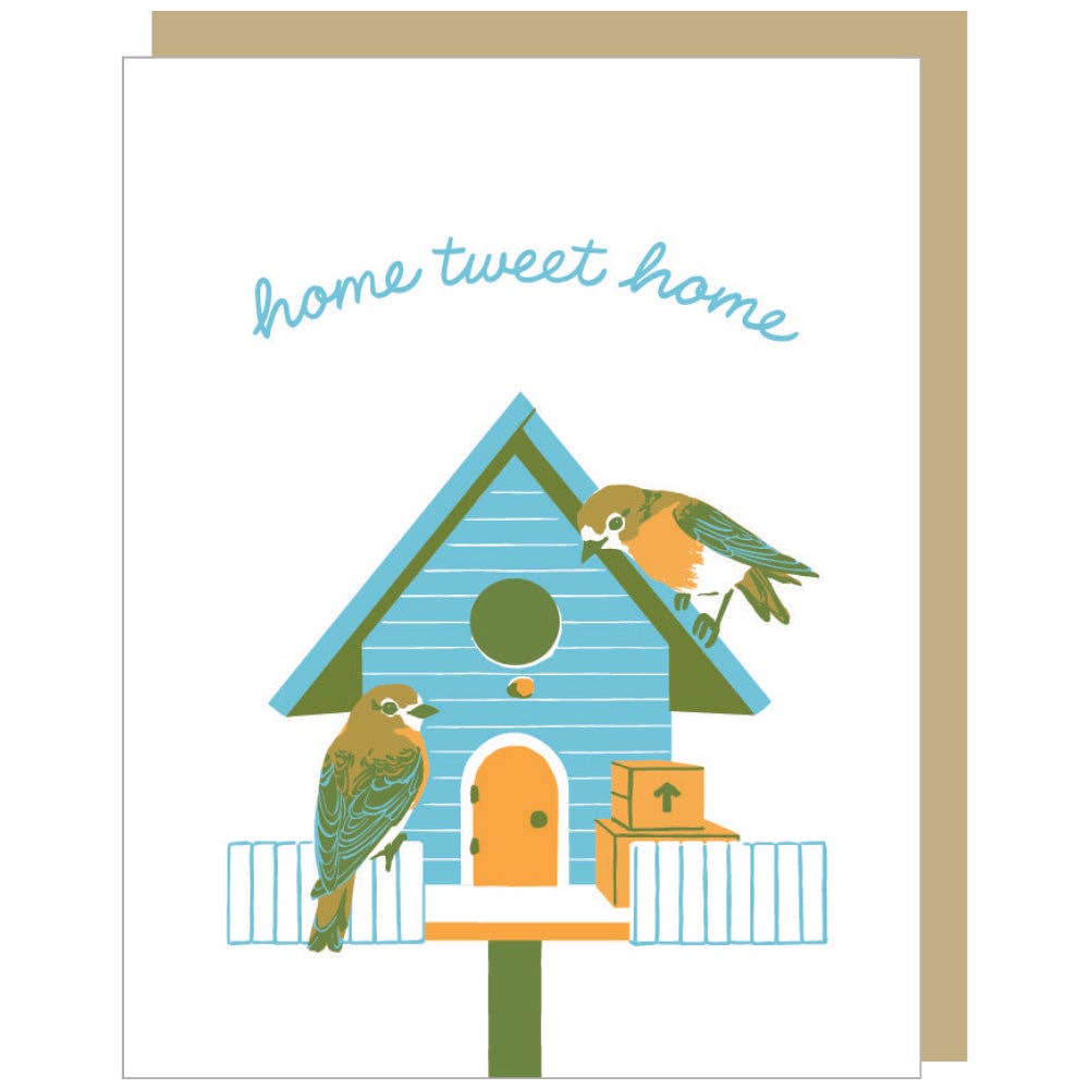 M37 Postscript Card Smudge Ink - Birdhouse Moving Day New Home Card – post.script.