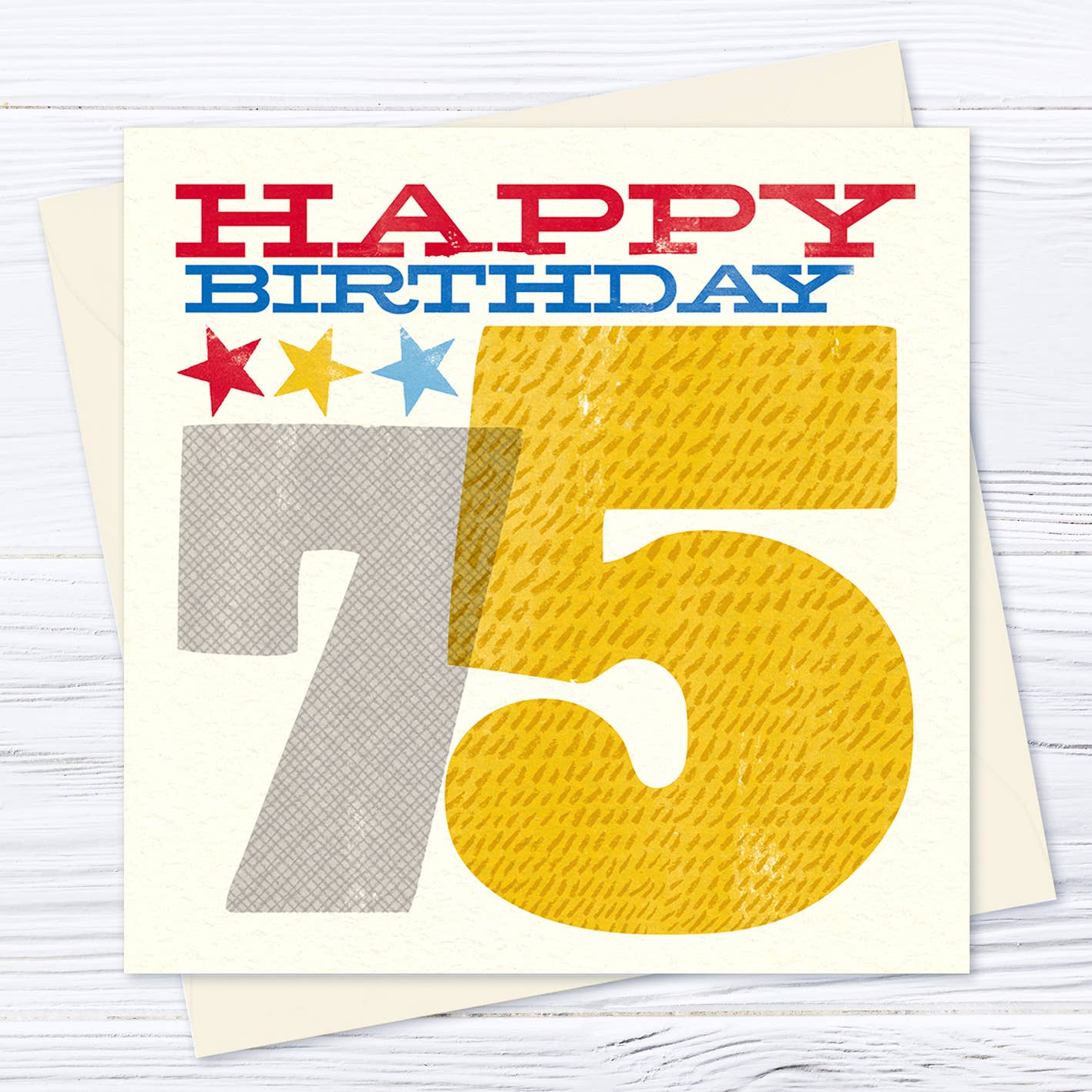 Pennychoo - Woodblock 75th Birthday Card