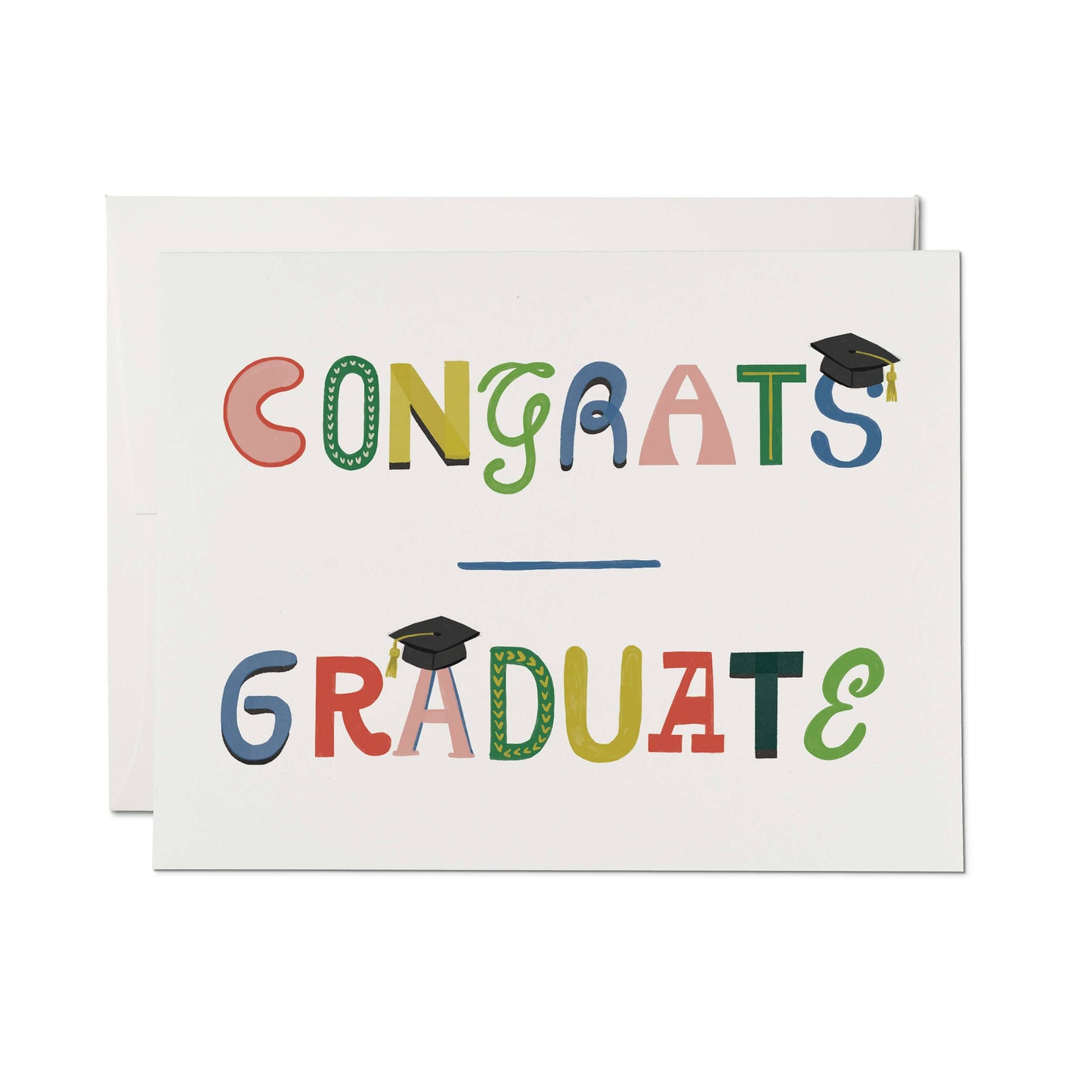 Red Cap Cards - Graduate Typography greeting card: Single