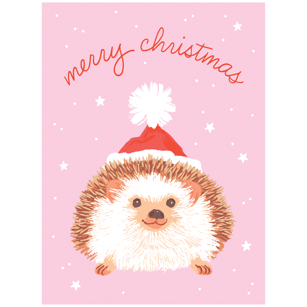 Smudge Ink - Hedgehog in Santa Hat Christmas Card