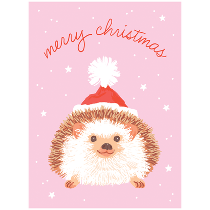 Smudge Ink - Hedgehog in Santa Hat Christmas Card